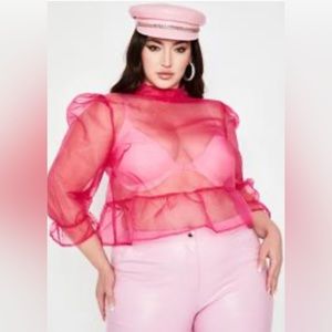 Dolls Kill pink organza blouse